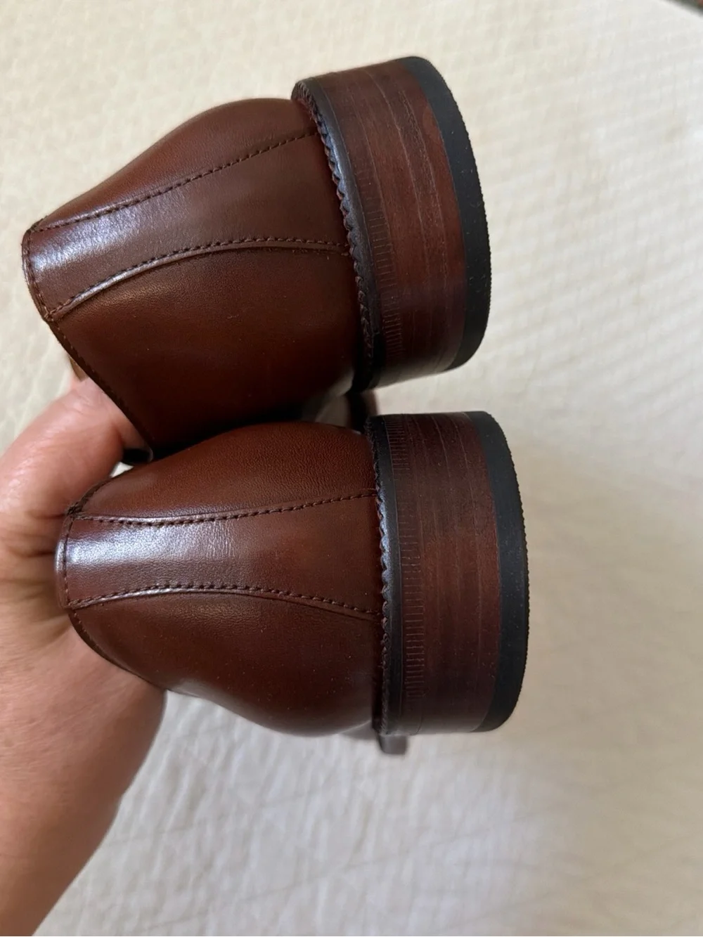 QUINCE NEW Men Italian Leather Cap Toe Oxford Cognac Shoes MENS - 10.5